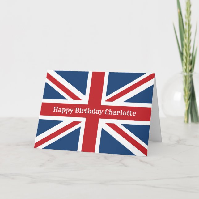 Classic Union Jack Flag Happy Birthday Karte (Vorderseite)