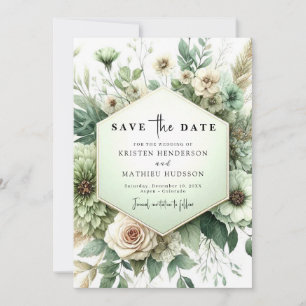 Classic Unique Typografy Sage Green Wedding Save The Date