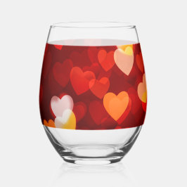 Classic Valentine Romantic Love Heart Pattern  Weinglas Ohne Stiel