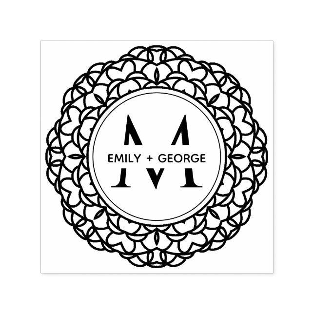 CLASSIC VERZIERT MANDALA CUSTOM MONOGRAM FAMILIENN PERMASTEMPEL (Design)