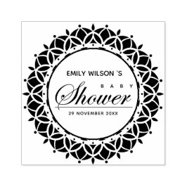 CLASSIC VERZIERT MANDALA CUSTOM SCRIPT BABY SHOWER GUMMISTEMPEL