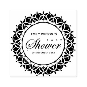 CLASSIC VERZIERT MANDALA CUSTOM SCRIPT BABY SHOWER GUMMISTEMPEL