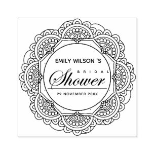 CLASSIC VERZIERT MANDALA CUSTOM SCRIPT BRAUTPARTY GUMMISTEMPEL