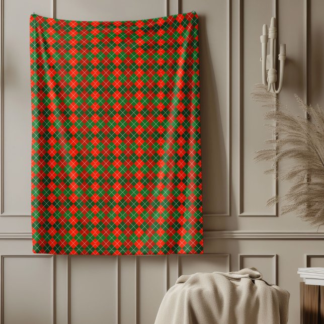 Classic Vibrann Red Green Tartan Karierte Weihnach Fleecedecke (Classic Vibrant Red Green Tartan Plaid Christmas Fleece Blanket)