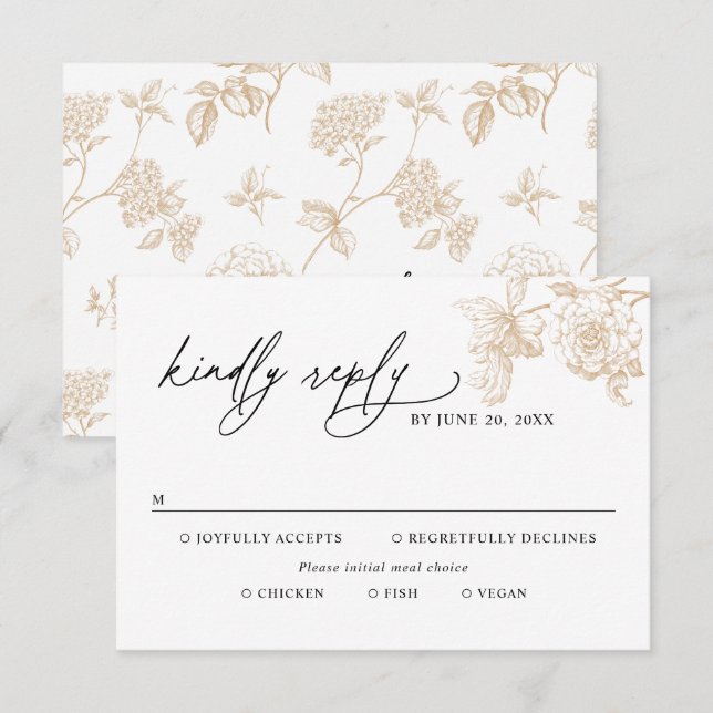 Classic Victorian Gold Meal Options Wedding RSVP (Vorne/Hinten)