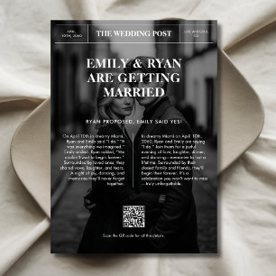 Classic Vintag Overlay Foto Newspaper Wedding Save The Date