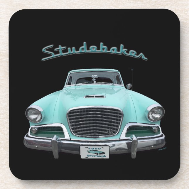 Classic Vintag Studebaker Silver Hawk 1959 Car Getränkeuntersetzer (Vorderseite)