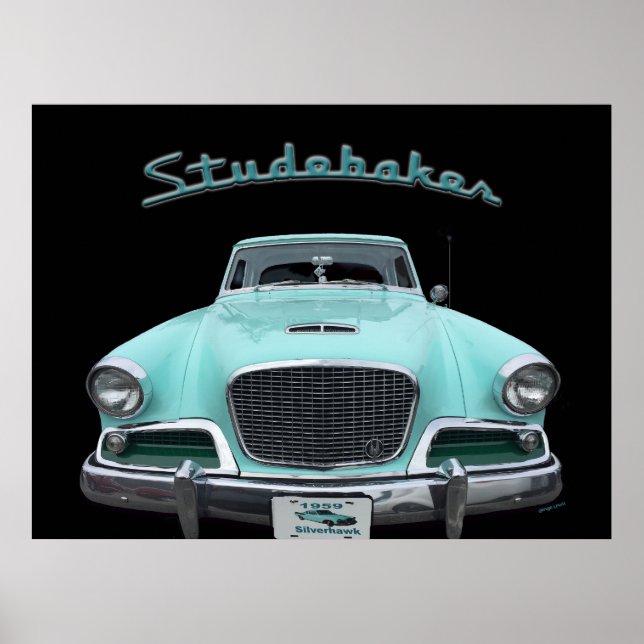 Classic Vintag Studebaker Silver Hawk 1959 Car Poster (Vorne)
