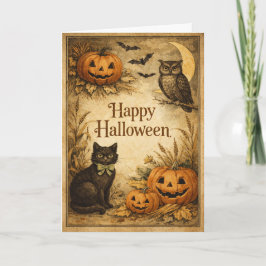 Classic Vintage Autumn Harvest Halloween Karte