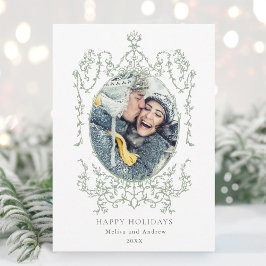 Classic Vintage Frame Happy Holidays Photo Feiertagskarte