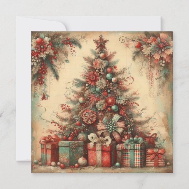 Classic Vintage Weihnachtsgrüßkarte Feiertagskarte (Vorderseite)