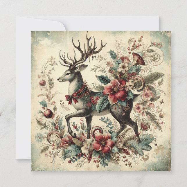 Classic Vintage Weihnachtsgrüßkarte Feiertagskarte (Vorderseite)