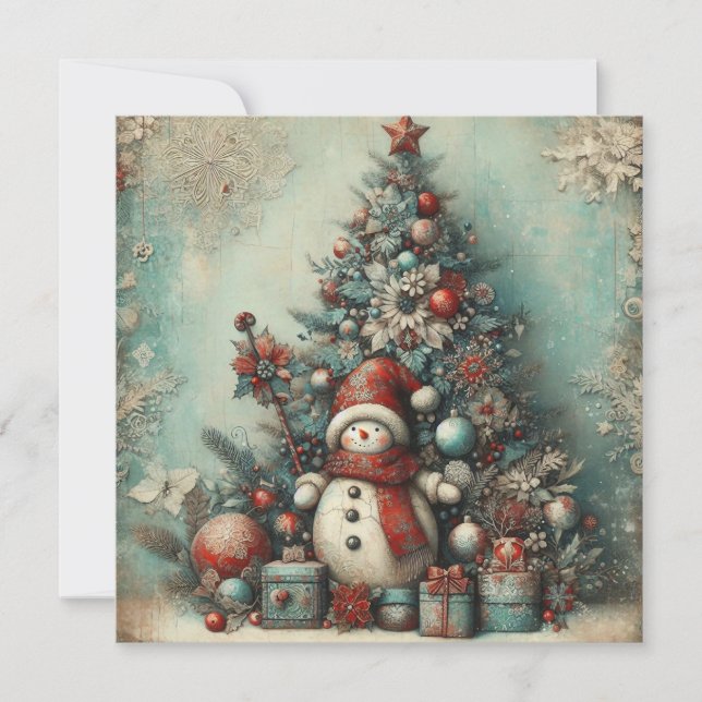 Classic Vintage Weihnachtsgrüßkarte Feiertagskarte (Vorderseite)