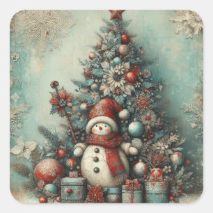 Classic Vintage Weihnachtskleber Quadratischer Aufkleber