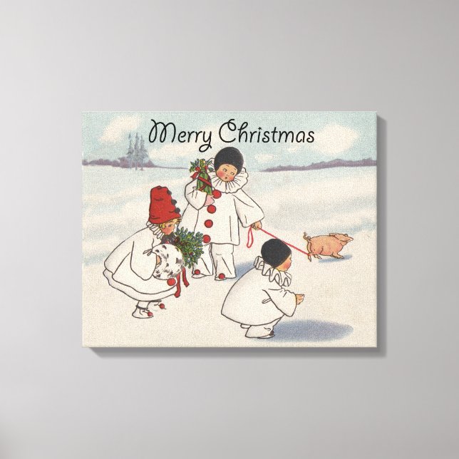 Classic Vintage Weihnachtsschneekind Leinwanddruck (Vorderseite)