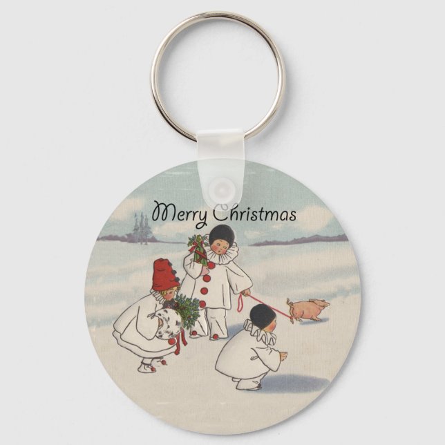 Classic Vintage Weihnachtsschneekind Schlüsselanhänger (Vorderseite)