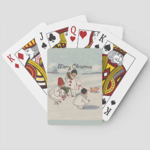 Classic Vintage Weihnachtsschneekind Spielkarten
