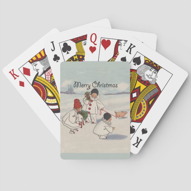 Classic Vintage Weihnachtsschneekind Spielkarten (Rückseite)