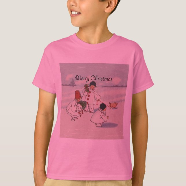 Classic Vintage Weihnachtsschneekind T-Shirt (Vorderseite)
