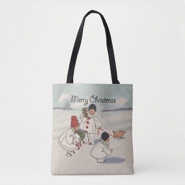 Classic Vintage Weihnachtsschneekind Tasche (Vorderseite)