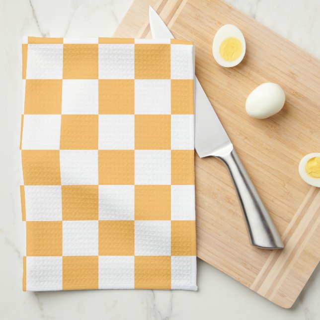 Classic visual peach checkerboard  geschirrtuch (Viertel Falte)