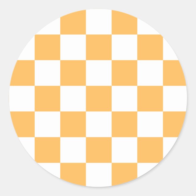 Classic visual peach checkerboard  runder aufkleber (Vorderseite)