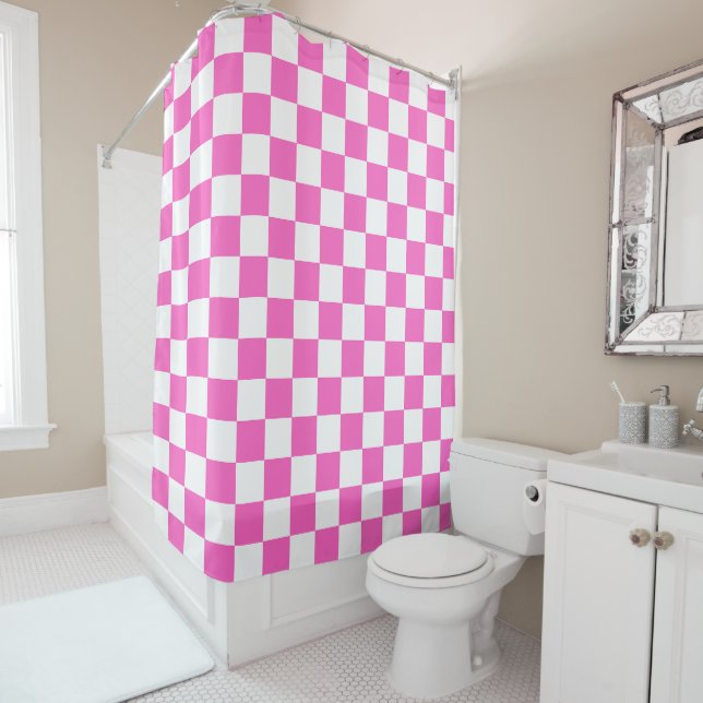 Classic visual pink checkerboard  duschvorhang (Beispiel)