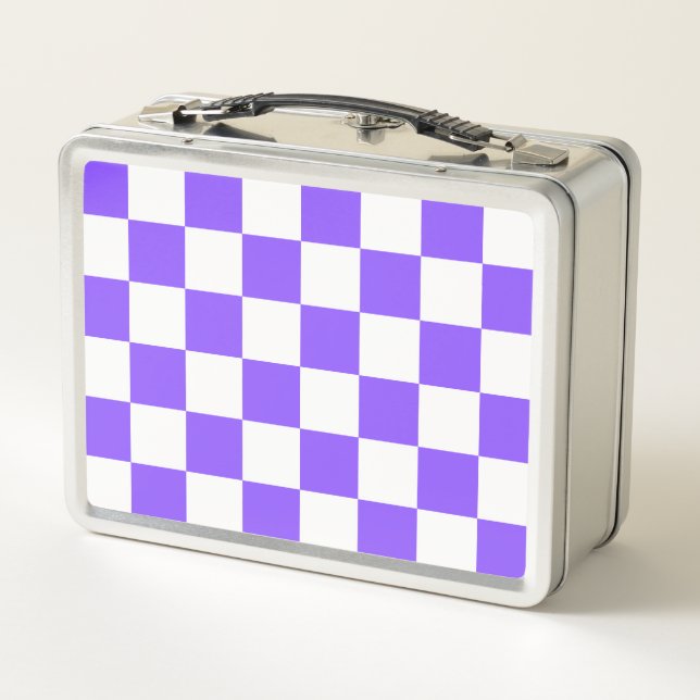Classic visual purple checkerboard  metall brotdose (Rückseite)