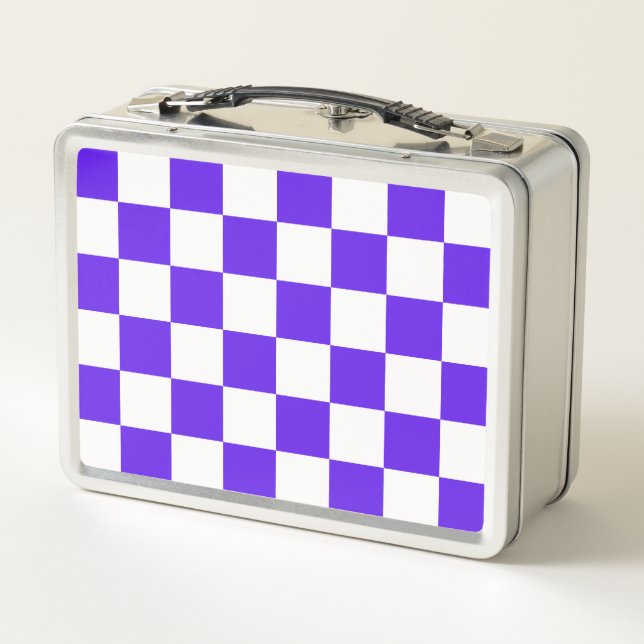 Classic visual violet checkerboard  metall brotdose (Rückseite)