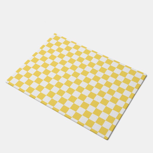 Classic visual yellow checkerboard  fußmatte (Schrägansicht)