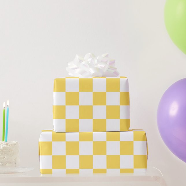 Classic visual yellow checkerboard  geschenkpapier (Von Creator hochgeladen)