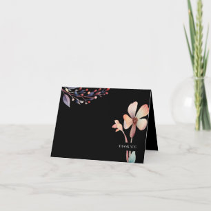 Classic Watercolor Blue Blätter Floral Dankeskarte