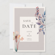 Classic Watercolor Blue Blätter Minimalistisch Hoc