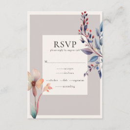 Classic Watercolor Blue Blätter RSVP Card Begleitkarte