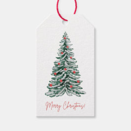 Classic Watercolor Christmas Tree Gift Tags Geschenkanhänger