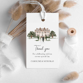 Classic Watercolor English Manor House Wedding Geschenkanhänger