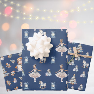 Classic Watercolor Weihnachtsmuster Geschenkpapier Set