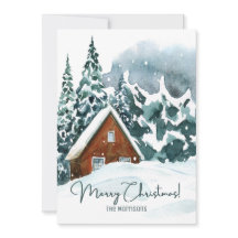 Classic Watercolor Winterwald Frohe Weihnachten