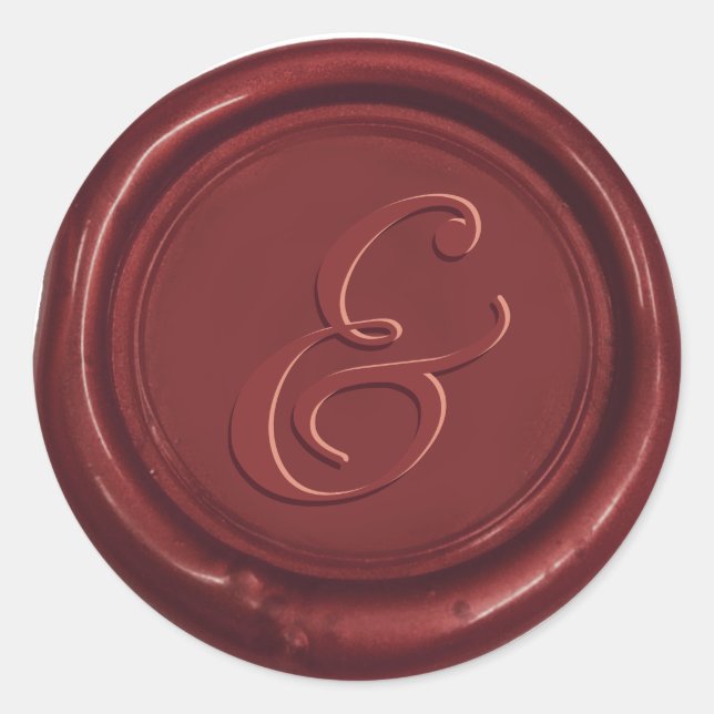 Classic Wedding Ampersand Wax Siegel Runder Aufkleber (Vorderseite)