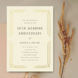 Classic Wedding Anniversary Gold Foil Einladung