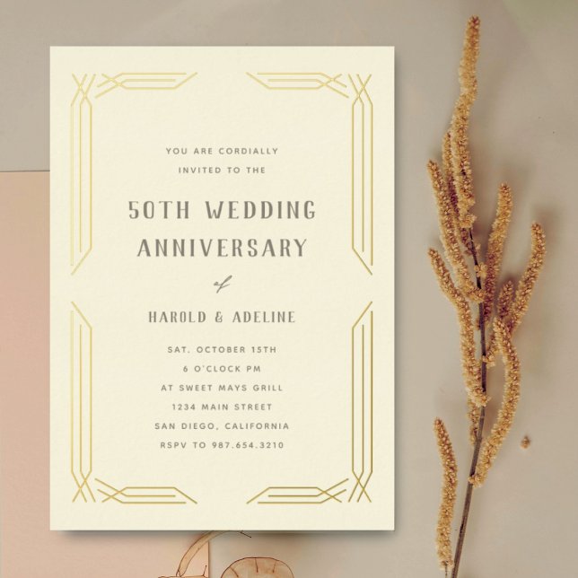 Classic Wedding Anniversary Gold Foil Einladung (Von Creator hochgeladen)