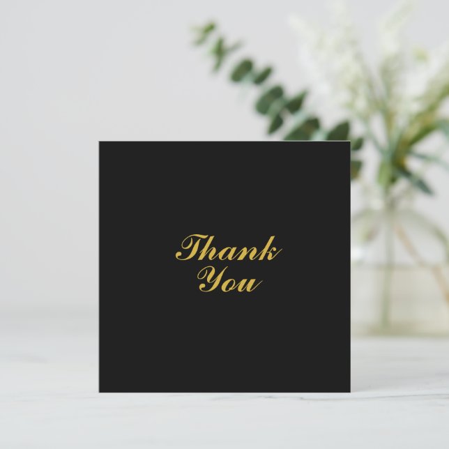 Classic Wedding Black and Gold Dankeschön Card Dankeskarte (Stehend Vorderseite)