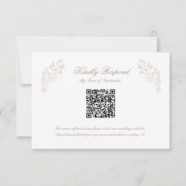 Classic Wedding Monogram Crest QR code RSVP Card (Dos)