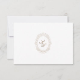 Classic Wedding Monogram Crest QR code RSVP Card Karte