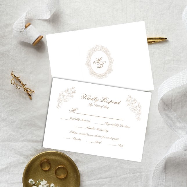 Classic Wedding Monogram Crest RSVP Card (Von Creator hochgeladen)