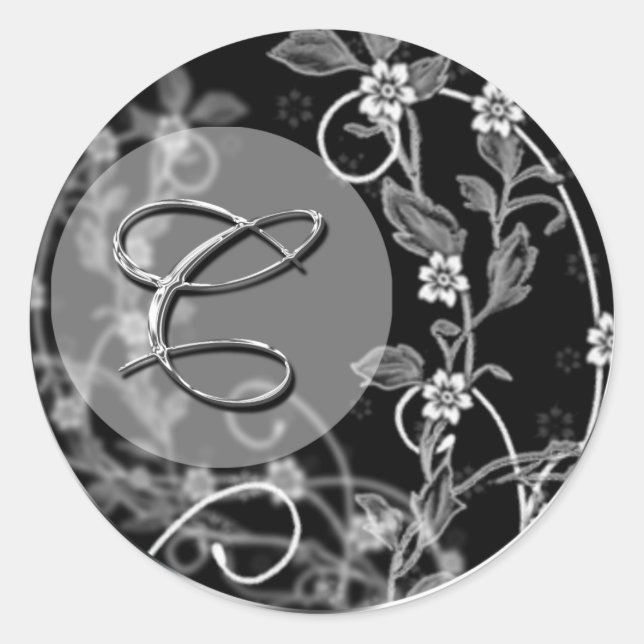 Classic Wedding Monogram Runder Aufkleber (Vorderseite)