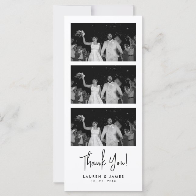 Classic Wedding Photo Strip Thank You Card (Vorderseite)