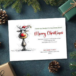 Classic Whimsical Reindeer Christmas Greeting Feiertagskarte