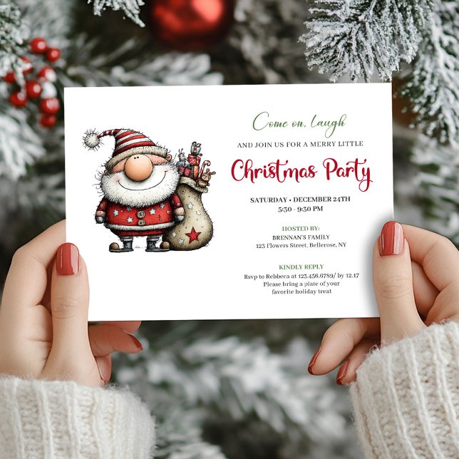 Classic whimsical Santa Christmas party invitation Einladung (Classic whimsical Santa Christmas party invite

)