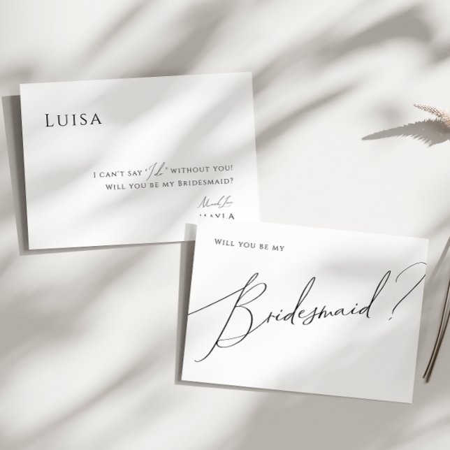 Classic Whimsical Script Bridesmaid Vorschlag Card Einladung (Von Creator hochgeladen)